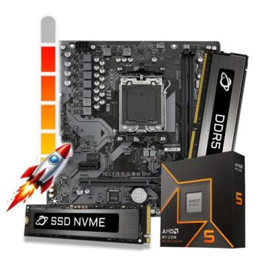 Imagem de Kit Upgrade Processador AMD Ryzen 5 9600X + Placa Mãe B650MH + Memória