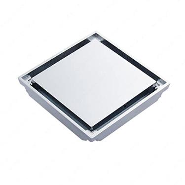 Imagem de Lat?o, ralo, banheiro, piso, dreno, telha, inser??o, quadrada, anti-odor, res¨ªduos, piso, grades, 100X100, preto, n¨ªquel cromo, antigo, cromado