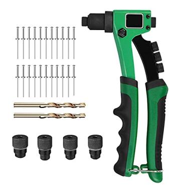 Imagem de Rebitador/rebite de mão única, conjunto de rebitador manual compacto com 50 peças de rebites de 3,2 mm com 4 rebites intercambiáveis kit de rebites profissionais perfeito para reparos, projetos "faça você mesmo"