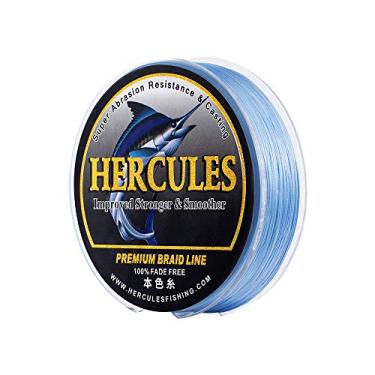 Imagem de HERCULES Linha de pesca trançada, não desbota, 328 Jardas Linhas de PE, 8 fios Linha de peixe multifilamento, 80 Libra Teste para água salgada e água doce, Azul, 80 Libra, 300m