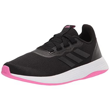 Imagem de adidas Tênis de corrida feminino Qt Racer esportivo, Preto/Preto/Preto/Rosa Gritante, 9.5