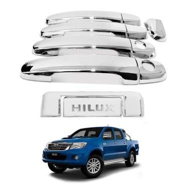 Imagem de Aplique Cromado Maçaneta + Tampa Traseira Hilux 2005 À 2012