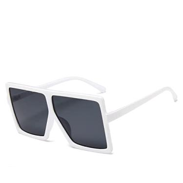 Imagem de Óculos de sol quadrados femininos grandes e luxuosos moda luxo personalidade gradiente leopardo uv400, branco, china