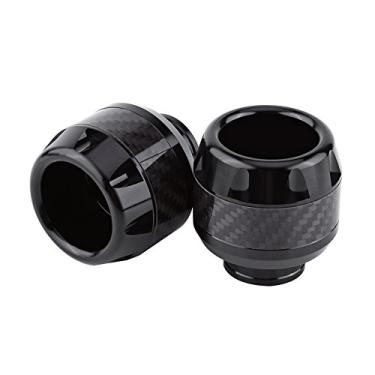 Imagem de Sliders de quadro Powersports de motocicleta, 1 par de sliders de quadro de garfo dianteiro de fibra de carbono Proteção contra colisão(Preto)