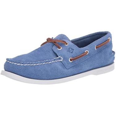 Imagem de Sperry Sapato de barco masculino autêntico original com 2 olhos, Camurça azul, 8