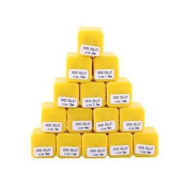 Imagem de 15 peças pinça de mola er20, conjunto de pinça er20 métrica conjunto de pinça er20 1-13mm para máquina de gravura de fixação cnc e ferramenta de torno de fresagem