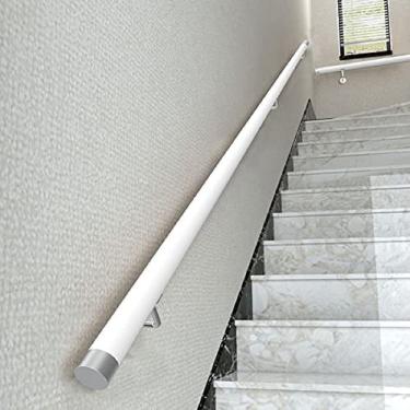 Imagem de Kit Bannister de corrimão de escada para crianças com deficiência, suporte de trilho de mão de segurança montado na parede com cabo de aço inoxidável antiderrapante trilhos de escadas internas, branco, 0,5 m (1,6 pés), Collector88