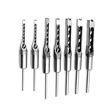 Imagem de Kiboule 7 peças broca de furo quadrado serra de buraco de madeira serra de corte cinzel conjunto de brocas de aço 1/4 de polegada, 1/4 de polegada, 5/16 de polegada, 3/8 de polegada, 2/5 de polegada, 1/2 de polegada, 1/2 de polegada para madeira