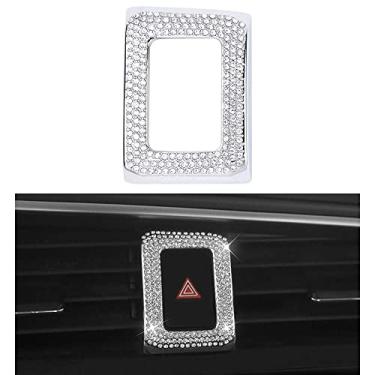 Imagem de 1797 Tampas de botão de aviso de perigo compatíveis com Honda Accessories Bling Interior Parts Civic 10th Coupe Hatchback Type R Decalques Adesivos Capas Decoração Cristal Zinco Bonito Prata Brilhante