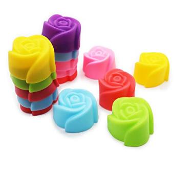 Imagem de Meiyouju Copos de silicone para assar, 20 peças, reutilizáveis e antiaderentes, mini taças de silicone para assar, mini forros de cupcake/taças de muffin, mini suportes de chocolate/taças de trufa, fácil de limpar, multicolorido