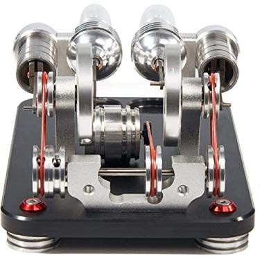 Imagem de 2-Cylinder hot air Stirling Engine with Colorful LED, Motor Generator (M14-22-D Black)