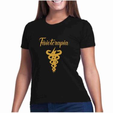 Imagem de Camiseta Preta Com Dourado Profissões - Fisioterapia -Faculdade - Koup