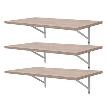 Imagem de Kit 3 Prateleiras 100 x 30cm Carvalho com Mão Francesa