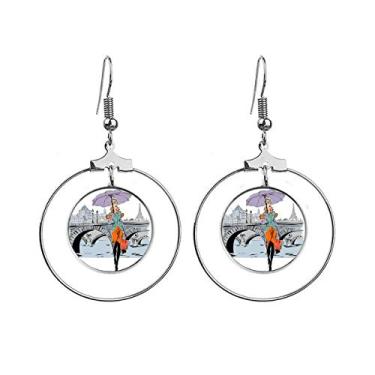 Imagem de Brincos Lady River Bridge France Mark Pingente Argola Joias Círculo