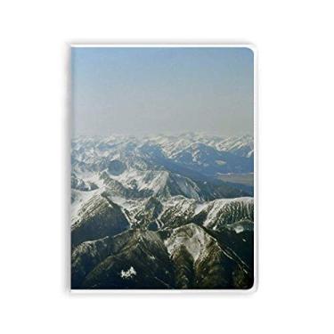 Imagem de Caderno de capa macia com estampa de neve, montanhas, floresta, céu ao ar livre, capa de goma