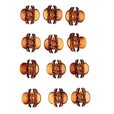 Imagem de harayaa 12 mini grampos de cabelo clássicos de plástico – marrom