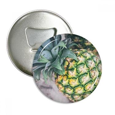Imagem de Abridor de garrafa redondo com foto de abacaxi Tropical Fruit Photogrph com botão magnético para geladeira 3 peças presente