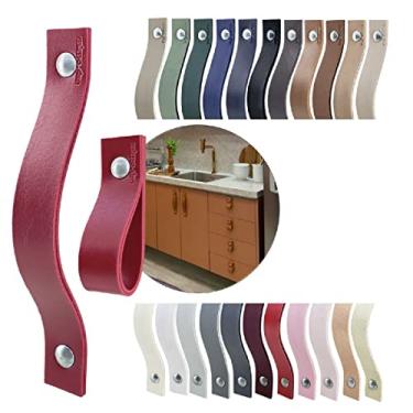 Imagem de Puxador Alça Full Parafuso para Móveis Armário Guarda Roupa Gaveta Porta Baús Caixas Bandeja Cesto Tábua Cor Textura de Couro (Vermelho Escuro)