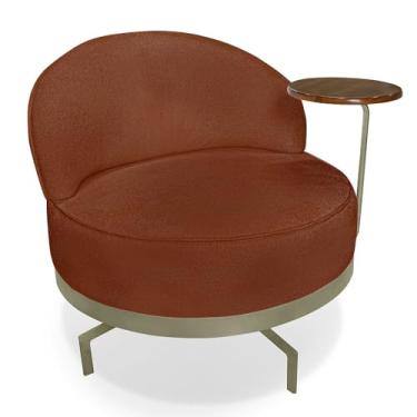 Imagem de Poltrona Decorativa Andromeda Linho Bouclê Base Giratória de Ferro - Pallazio