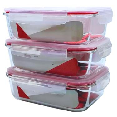 Imagem de Kit 3 Potes De Vidro Vedação Hermética 1500 Ml com Tampa De Silicone Marmita