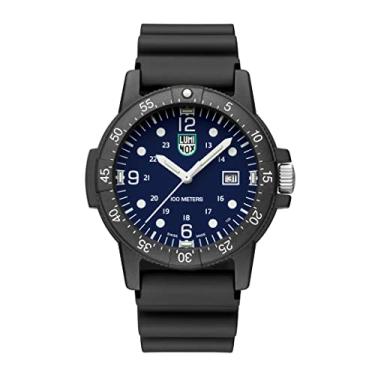 Imagem de Luminox Relógio masculino G Sea Bass 44 mm – Relógio militar com função de data, resistente à água até 100 m, Mostrador: azul, pulseira: preto, números: branco