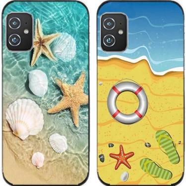 Imagem de 2 peças praia mar concha estrela do mar TPU gel silicone capa de telefone traseira para Asus Zenfone 8/9 / 10 (Asus Zenfone 8)