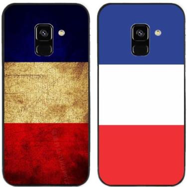 Imagem de 2 peças retrô bandeira da França impressa TPU gel silicone capa de telefone traseira para Samsung Galaxy (Galaxy A5 2018 / A8 2018)