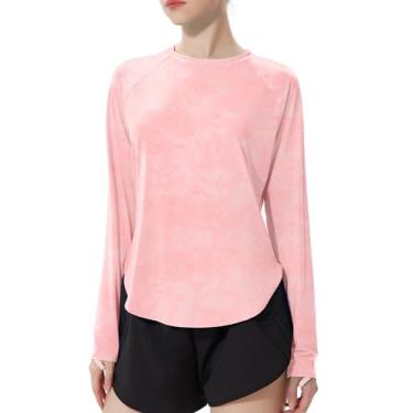 Imagem de addigi Camisa de sol feminina FPS 50+ manga comprida para treino, corrida, caminhada, proteção UV, roupas de secagem rápida ao ar livre, B_pink_tie dye, GG