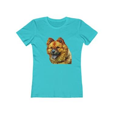 Imagem de Camiseta feminina de algodão torcido Chow 'Chung' da Doggylips, Azul taiti sólido, XXG