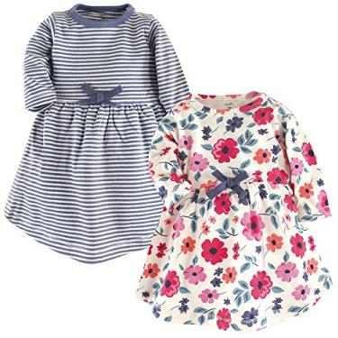 Imagem de Touched by Nature Vestidos femininos de manga comprida de algodão orgânico tamanho único, Manga comprida floral para jardim infantil, 3-6 Meses