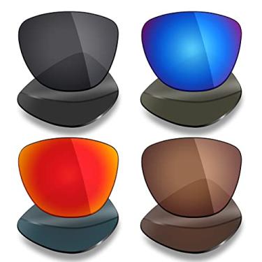Imagem de Mryok 4 pares de lentes polarizadas de substituição para óculos de sol Oakley Frogskins XS OJ9006 - preto furtivo/vermelho fogo/azul gelo/marrom bronze