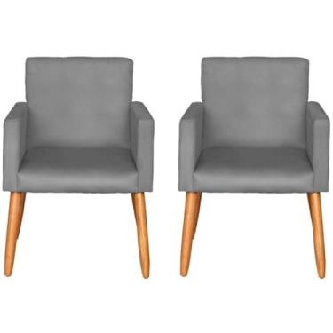 Imagem de Kit 2 Poltronas Cadeira Decorativa para Sala de estar Cadeiras para Recepção Manicure Escritório Sala De Espera (CINZA)