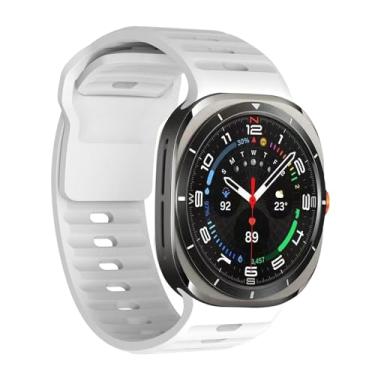 Imagem de NTidea Pulseira esportiva de silicone macio de liberação rápida compatível com Samsung Galaxy Watch 7 Ultra de 47 mm (nova de 2024), acessório de substituição para Samsung Galaxy Watch Ultra, branca