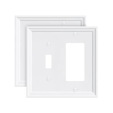 Imagem de TREEWELL Pacote com 2 placas para interruptores de luz decorativas, placas de interruptor de parede de fibra de bambu e tampas de tomada