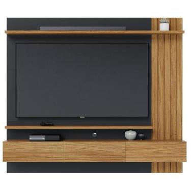 Imagem de Painel para Tv Home Suspenso Juriti 1.8 Noce Milano Preto Acetinado  C