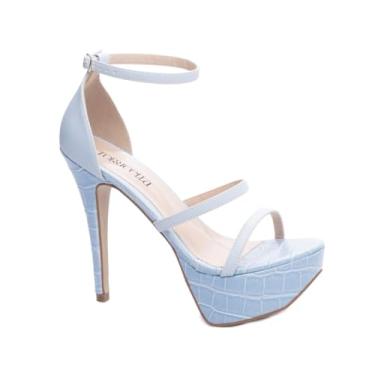 Imagem de Sandália Meia Pata Salto Alto Fino Feminina Azul Torricella Cor:Azul;Tamanho:38