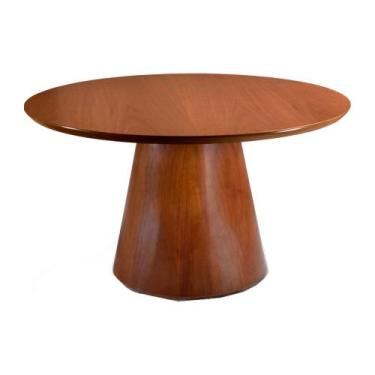 Imagem de Mesa de Jantar Redonda 140cm Mogny Madeira Maciça Castanho Claro - Sal