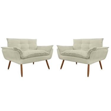 Imagem de Kit 02 Namoradeira Poltrona Sofá decorativa 02 Lugares Opalla Pés Pali