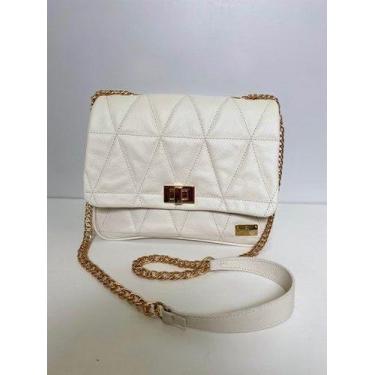 Imagem de Bolsa tiracolo media couro matelassê  caprina, Off white
