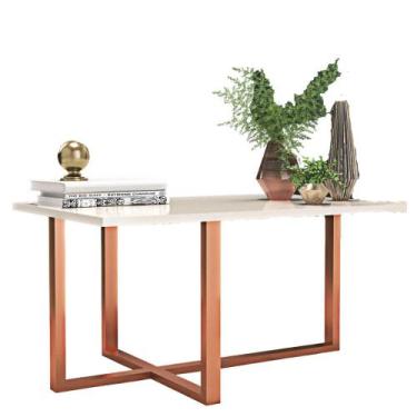 Imagem de Mesa de Centro Girassol Retangular Pés de Ferro - Off White - Nosso So