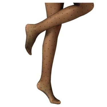 Imagem de Meia Calça Poá Feminina - Meia Fina com Bolinhas Retrô Tamanho Único -