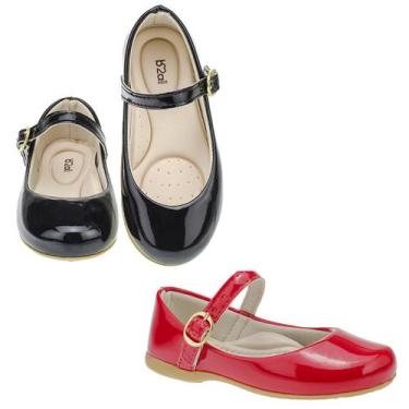 Imagem de Kit 2 pares sapatilha infantil menina b2a kids 9001 preto vermelho, 25