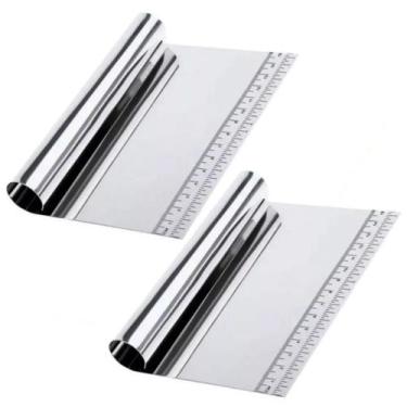 Imagem de 2 Espátula Raspadora Aço Inox Para Massas Pão Bolo Com Régua - NAVY+HO