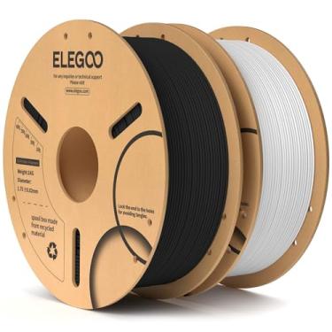 Imagem de ELEGOO Filamento PLA 1,75mm Preto e Branco 2KG, Precisão Dimensional do Filamento da Impressora 3D +/- 0,02 mm, Carretel de Papelão de 2 Pacotes de 1kg (2,2lbs) Filamento de Impressão 3D
