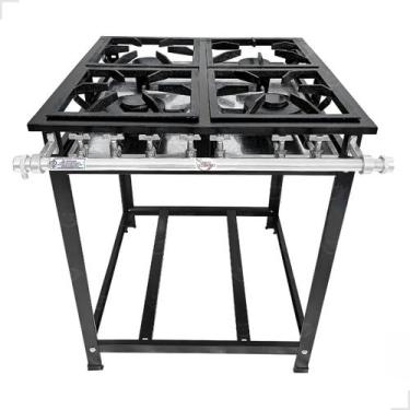 Imagem de Fogão Industrial 4 Bocas Misto Baixa Pressão 30x30 Cozinha Gourmet