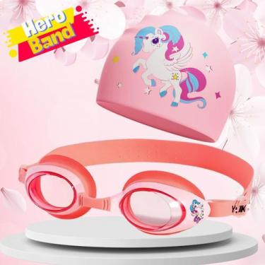 Imagem de Kit Óculos Natação Piscina Praia Infantil Hero Band A, Rosa unicórnio