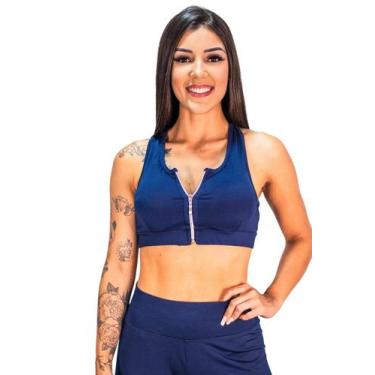 Imagem de Tops Fitness Ginastica Feminino Com Zíper E Bojo Removível Academia Pr