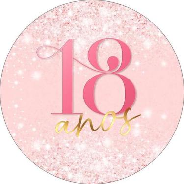 Imagem de Painel De Festa Redondo 1,50x1,50 - 18 Anos Efeito Glitter Rosa 322 - 