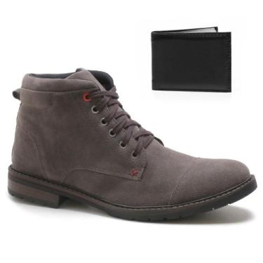 Imagem de Bota Masculina Bredeni Camurça Com Carteira, 40, Cinza, Masculino
