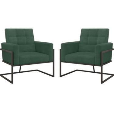 Imagem de kit 2 Poltronas Base de metal para Manicure Sala de Estar Decorativa C